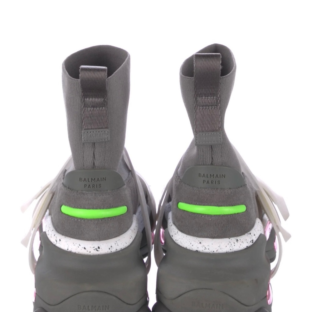 Balmain Gray and Pink High-Top Sneakers - Picture 3 of 10